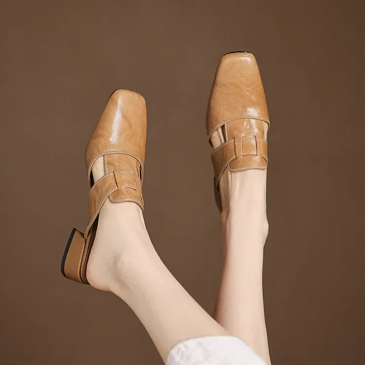Damen Mules mit Cut-Outs aus echtem Leder Jully