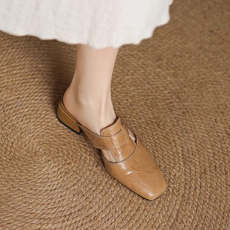 Damen Mules mit Cut-Outs aus echtem Leder Jully