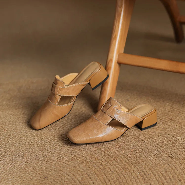Damen Mules mit Cut-Outs aus echtem Leder Jully