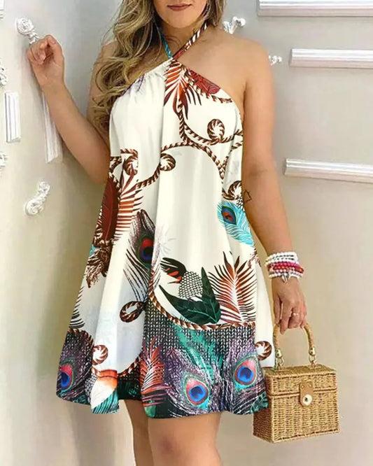 Damen Neckholder-Kleid mit Blumendruck im Boho-Stil Jully