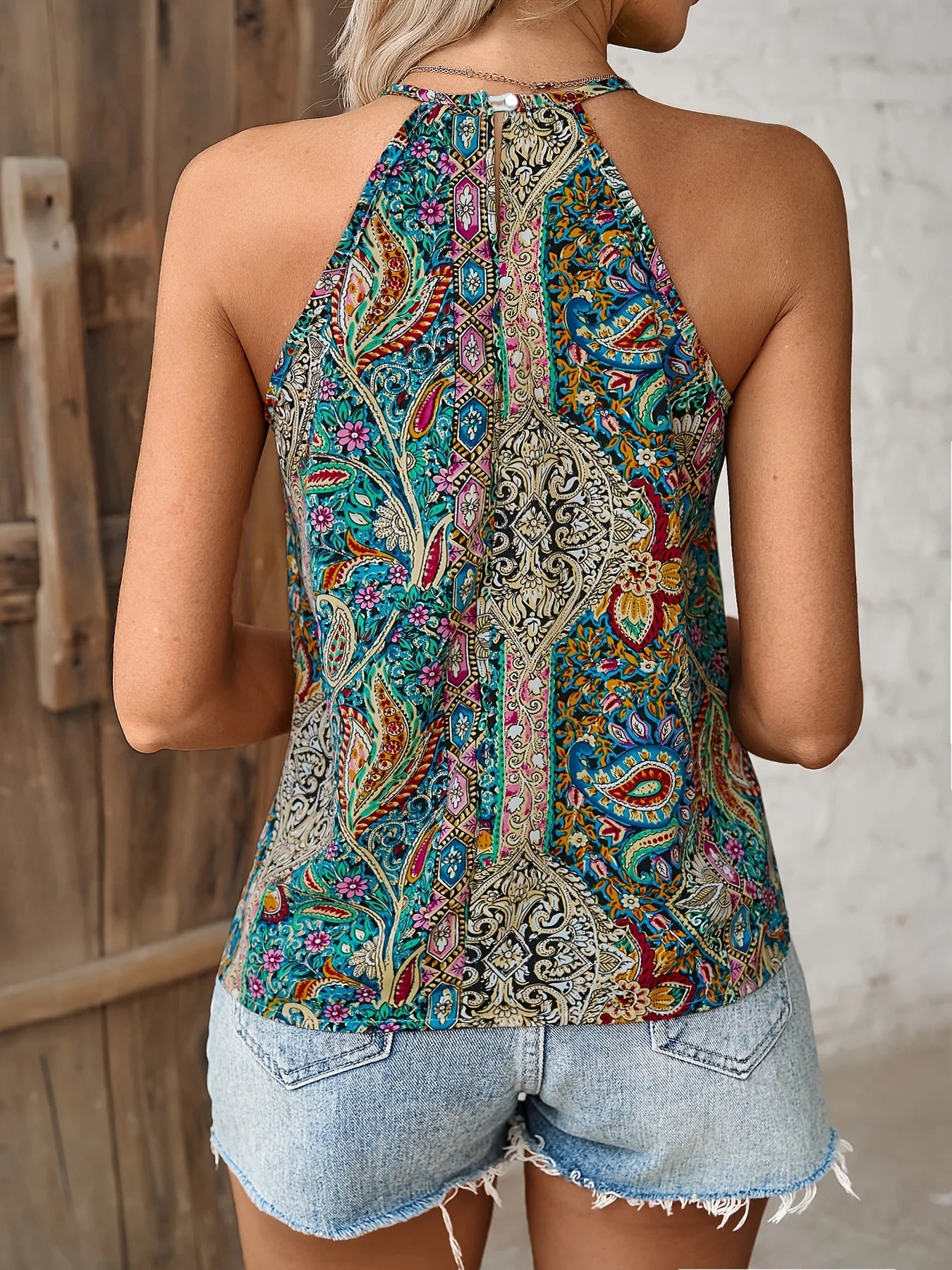 Damen Neckholder-Trägertop mit Blumenprint Jully