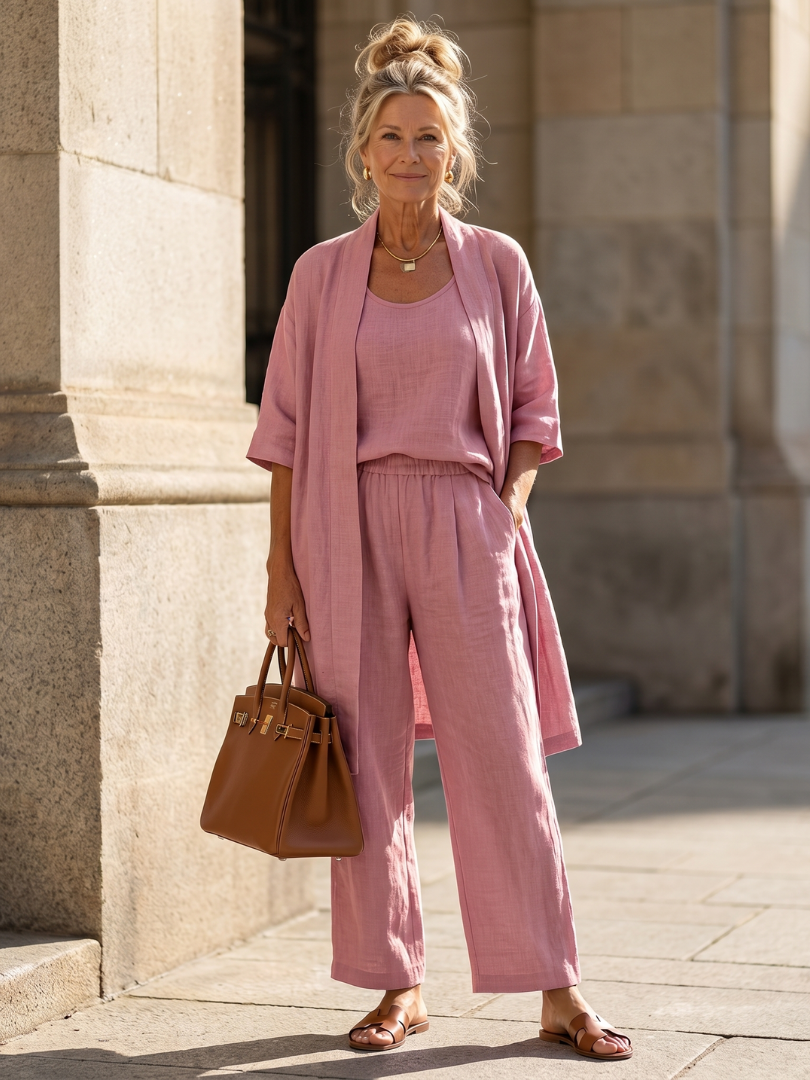 Damen Oberteil-Hose-Set mit weitem Bein Jully