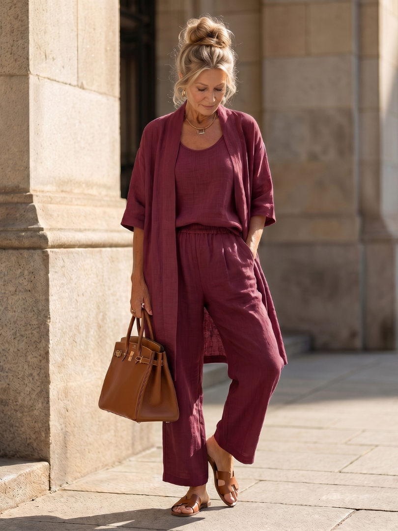 Damen Oberteil-Hose-Set mit weitem Bein Jully