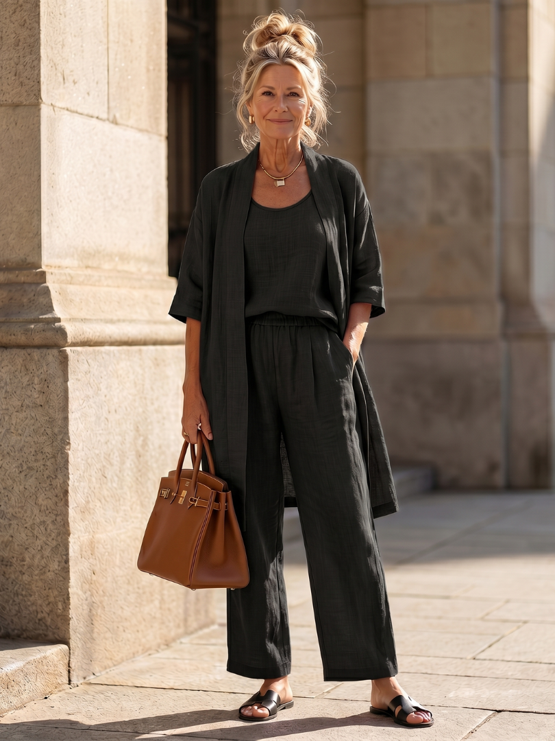 Damen Oberteil-Hose-Set mit weitem Bein Jully