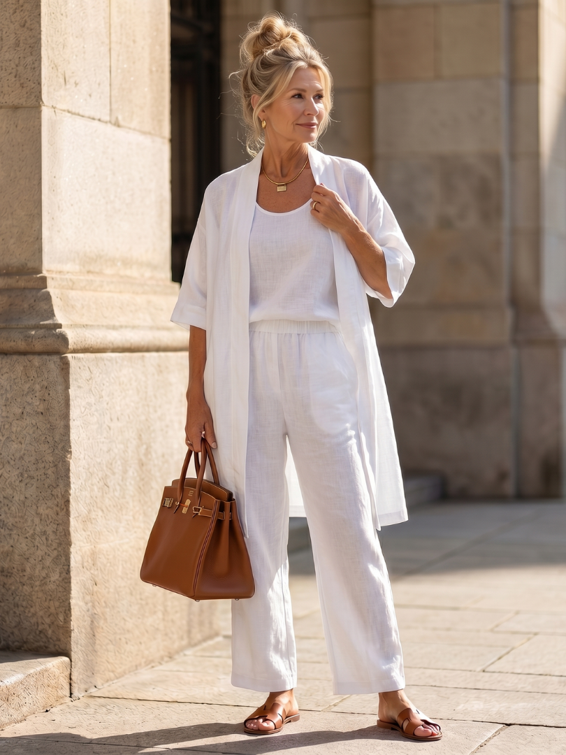 Damen Oberteil-Hose-Set mit weitem Bein Jully