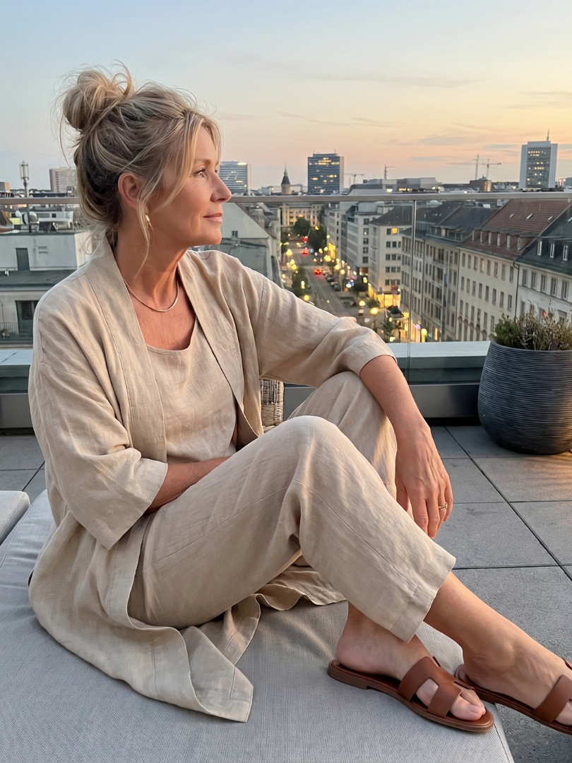 Damen Oberteil-Hose-Set mit weitem Bein Jully