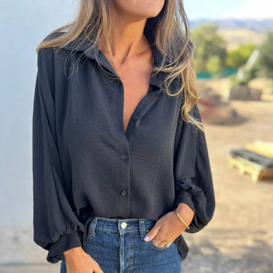 Damen Oversize-Bluse aus Samt mit leicht taillierter Passform Jully