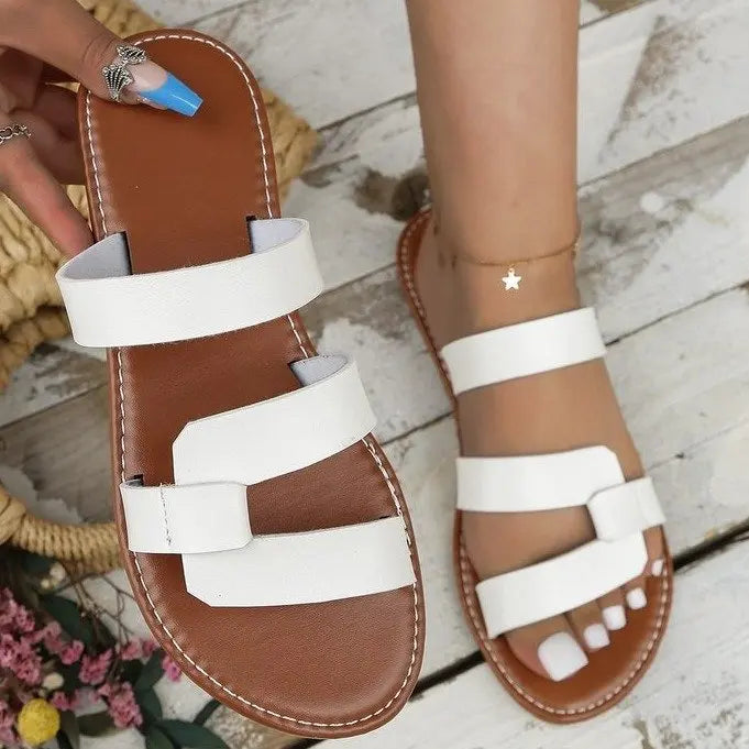 Damen Pantoletten mit flachem Design Jully