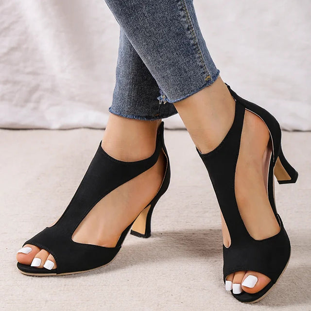Damen Peeptoe-Sandalen aus Wildleder mit Stiletto-Absatz Jully