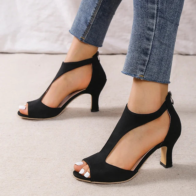 Damen Peeptoe-Sandalen aus Wildleder mit Stiletto-Absatz Jully