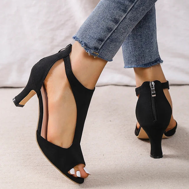 Damen Peeptoe-Sandalen aus Wildleder mit Stiletto-Absatz Jully