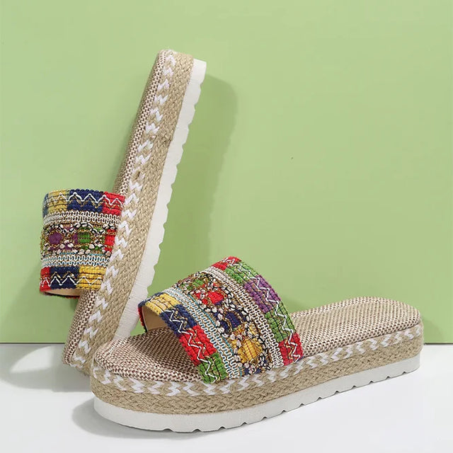 Damen Plateau-Hausschuhe aus Mesh mit Ethnischem Stil Jully