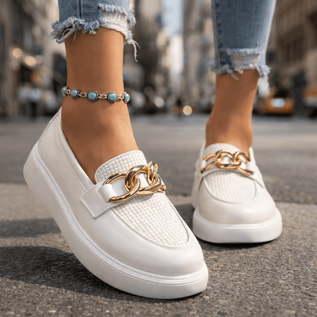 Damen Plateau-Loafer mit Kettendetail Jully