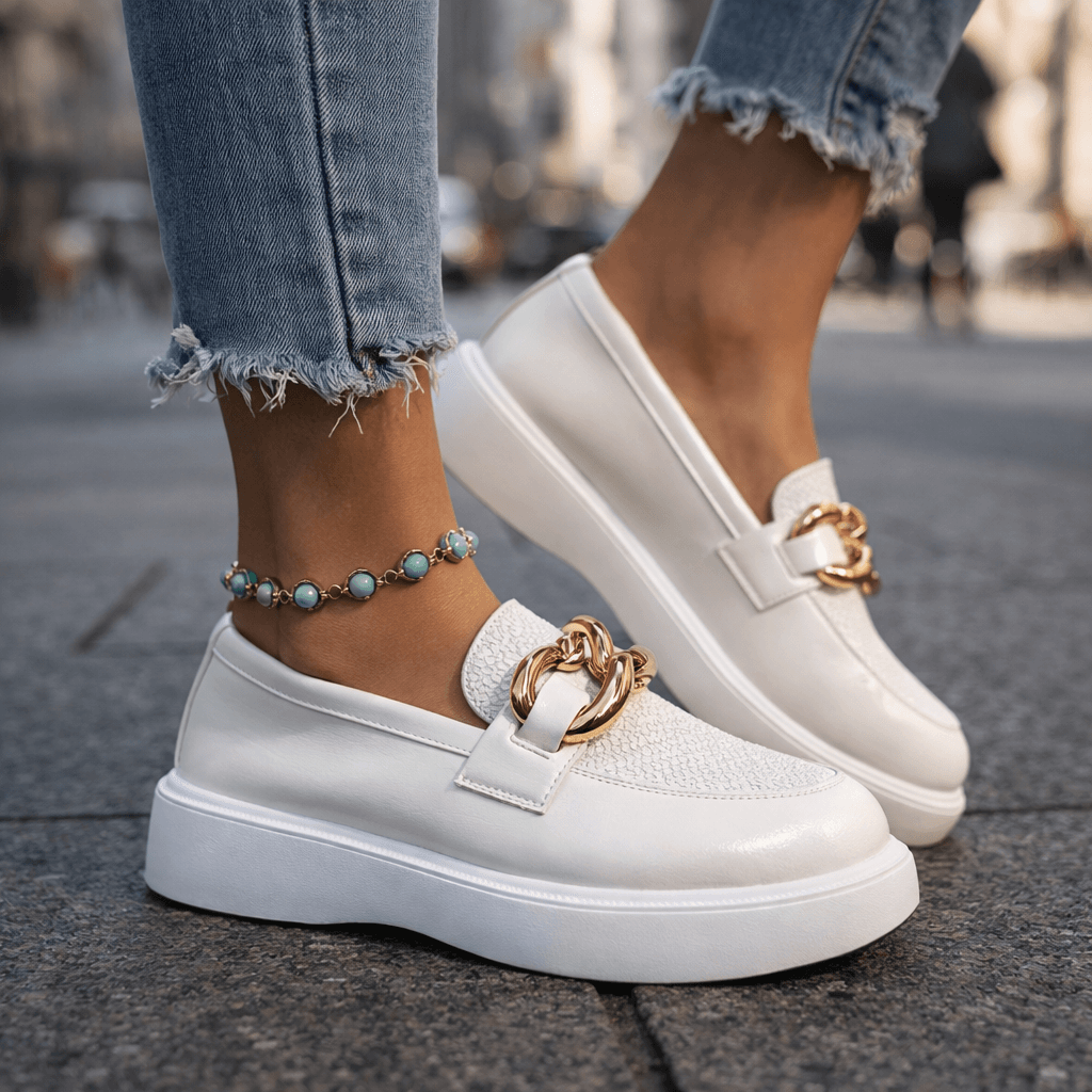 Damen Plateau-Loafer mit Kettendetail Jully