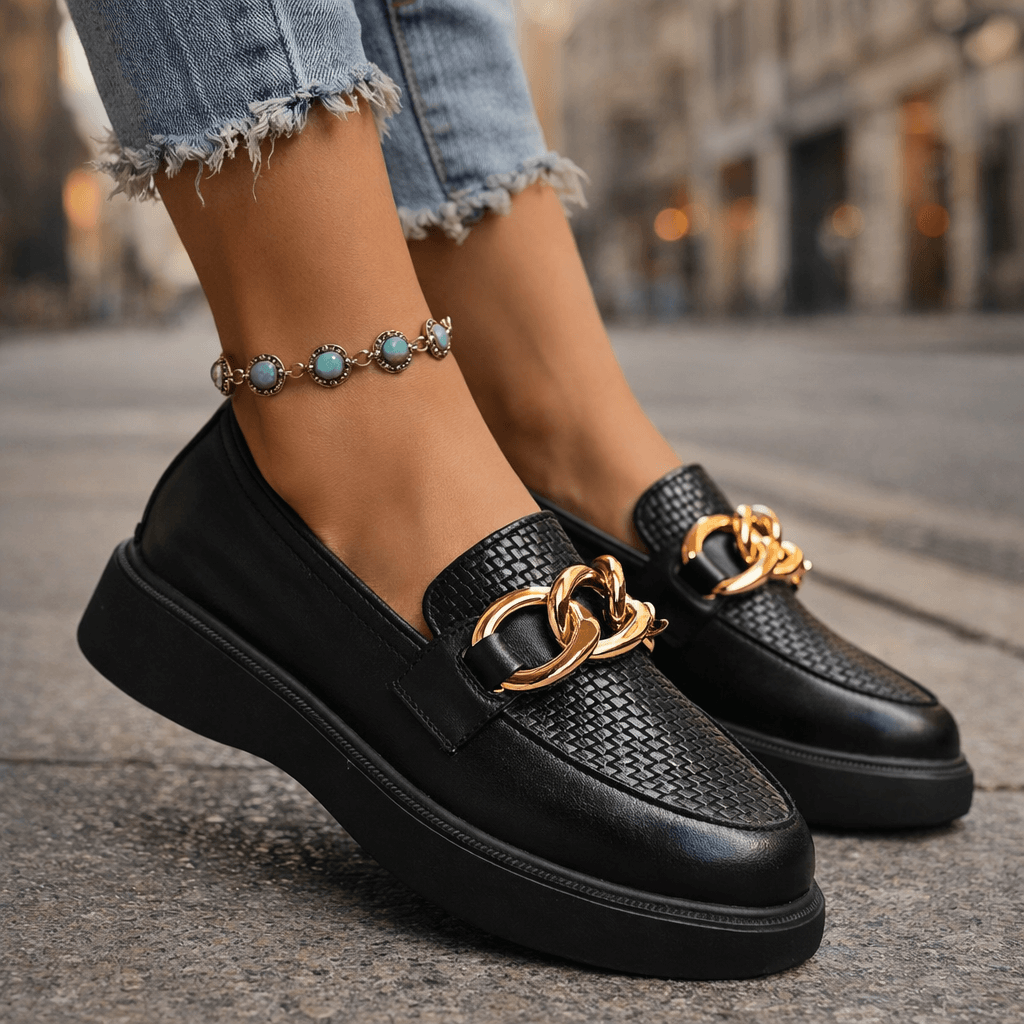 Damen Plateau-Loafer mit Kettendetail Jully