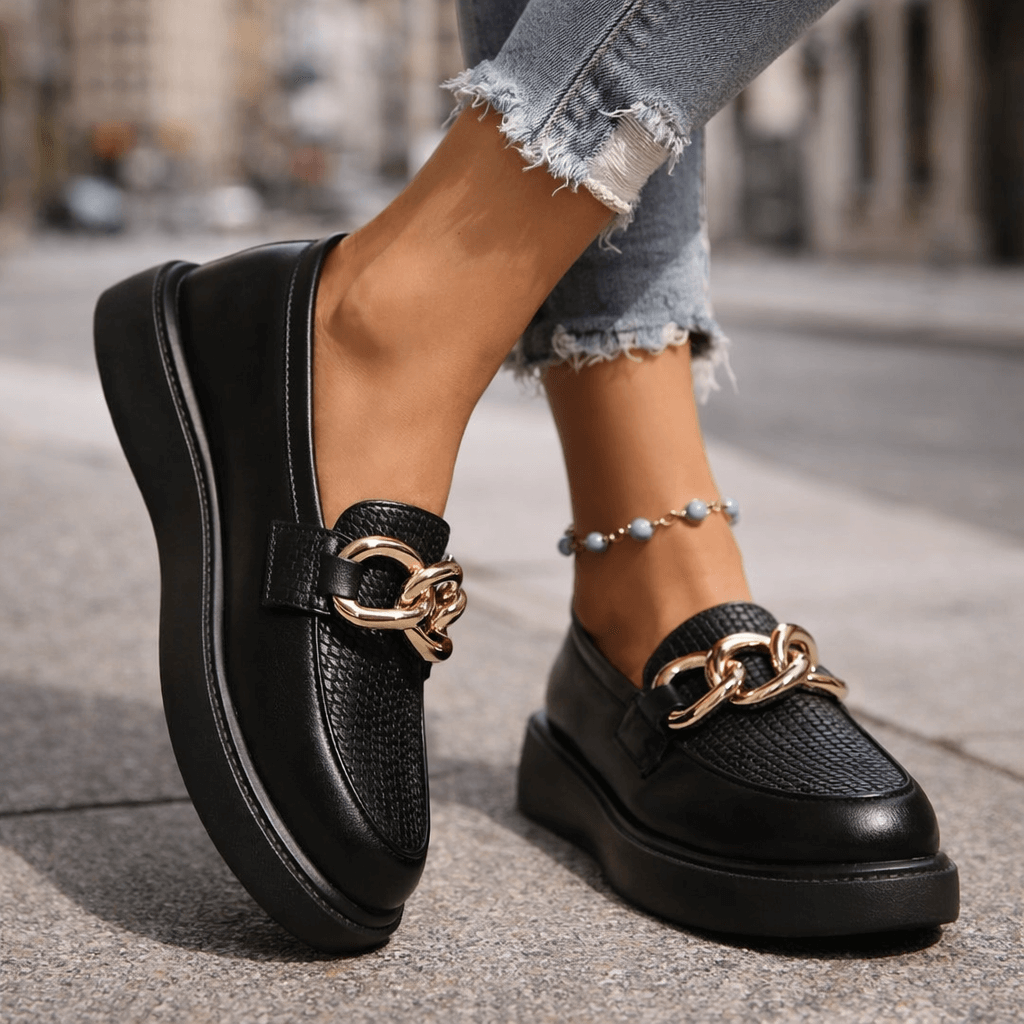 Damen Plateau-Loafer mit Kettendetail Jully