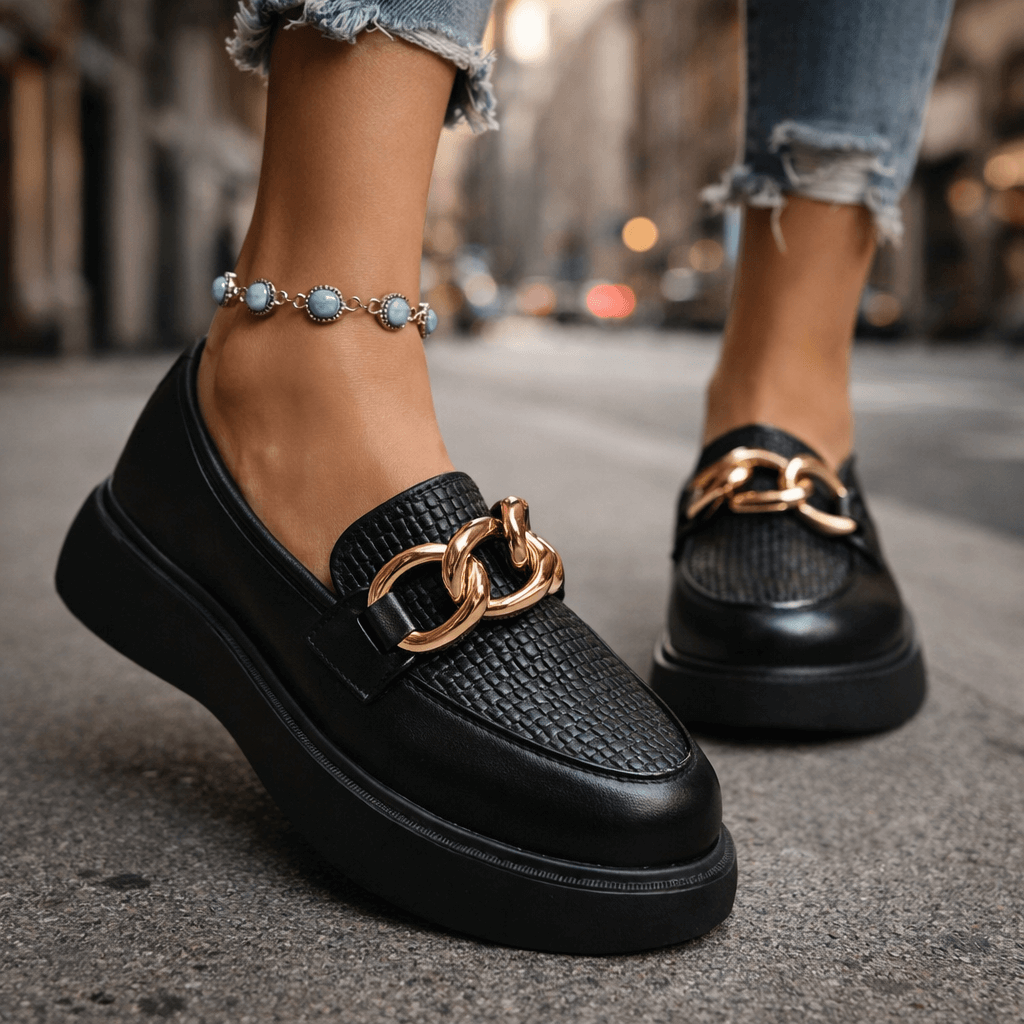 Damen Plateau-Loafer mit Kettendetail Jully