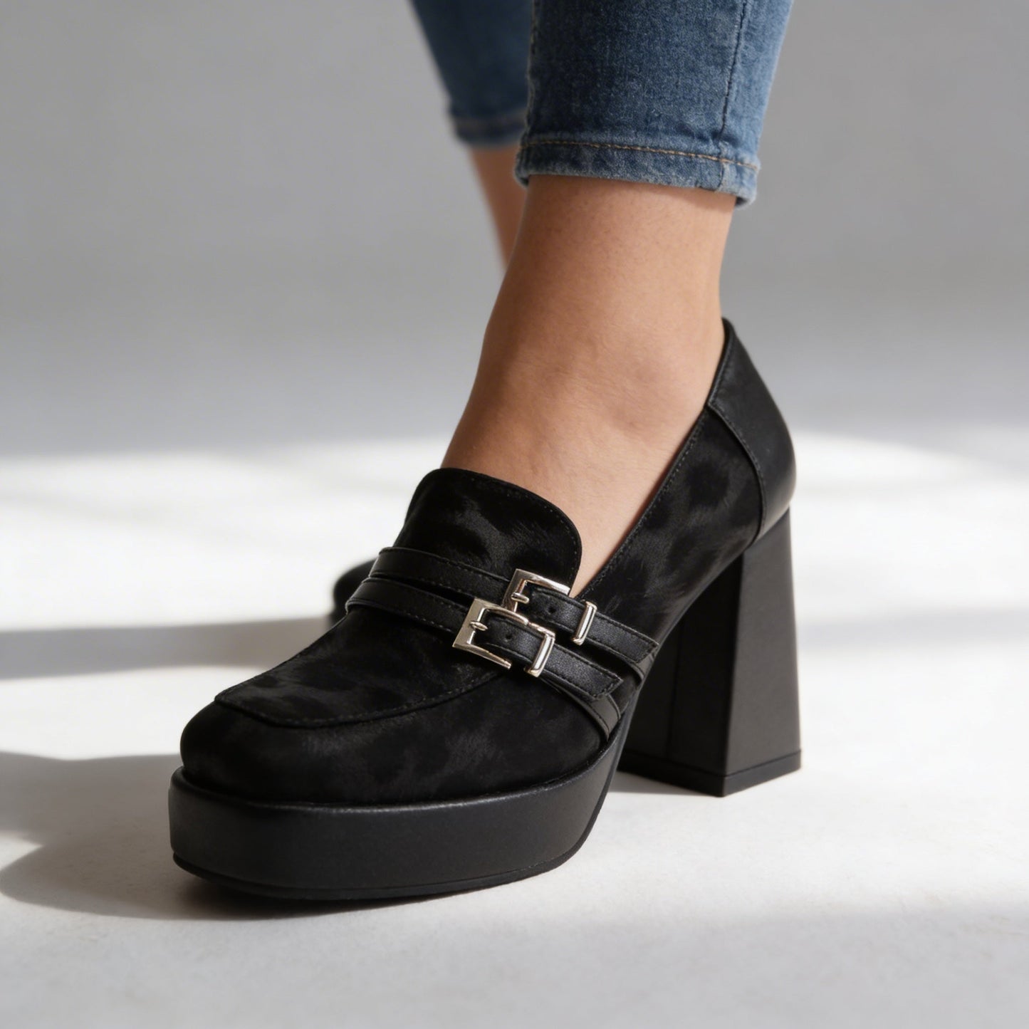 Damen Plateau-Loafer mit Leopardenmuster Jully