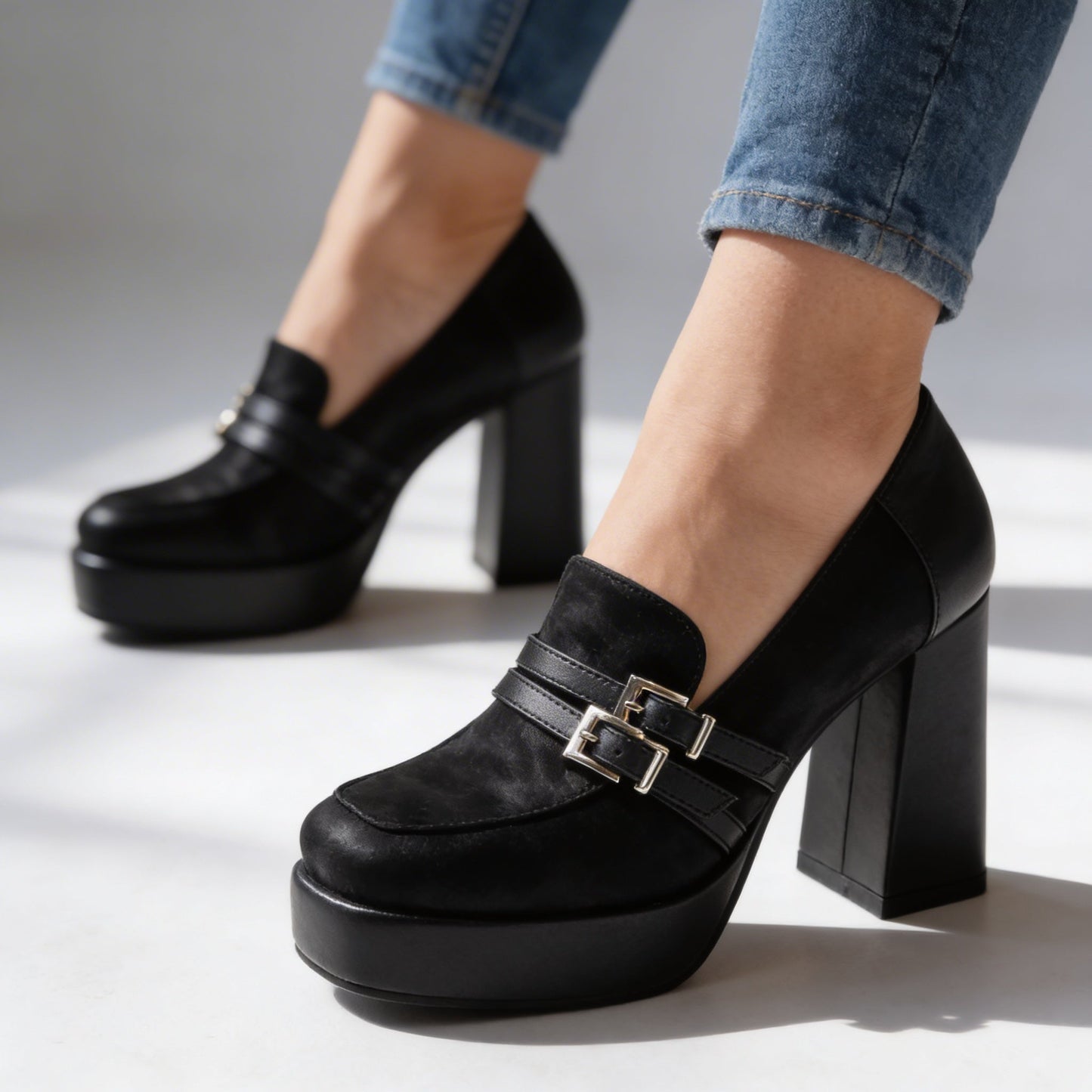 Damen Plateau-Loafer mit Leopardenmuster Jully