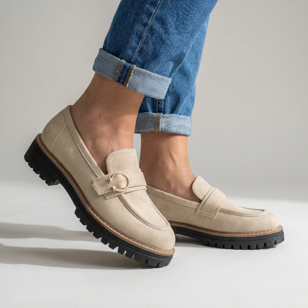 Damen Plateau-Loafer mit gepolsterter Innensohle Jully
