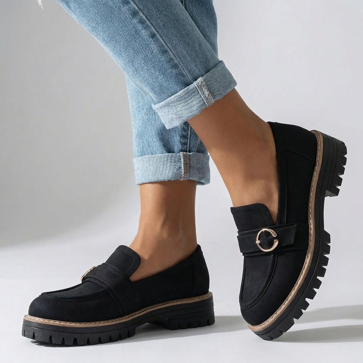 Damen Plateau-Loafer mit gepolsterter Innensohle Jully