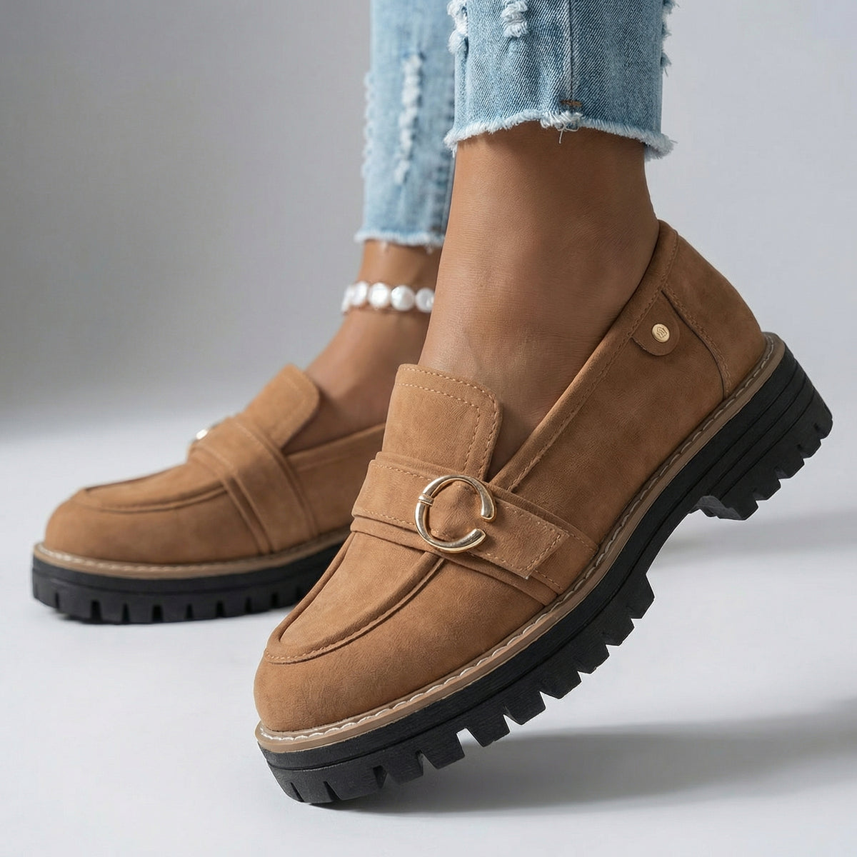Damen Plateau-Loafer mit gepolsterter Innensohle Jully