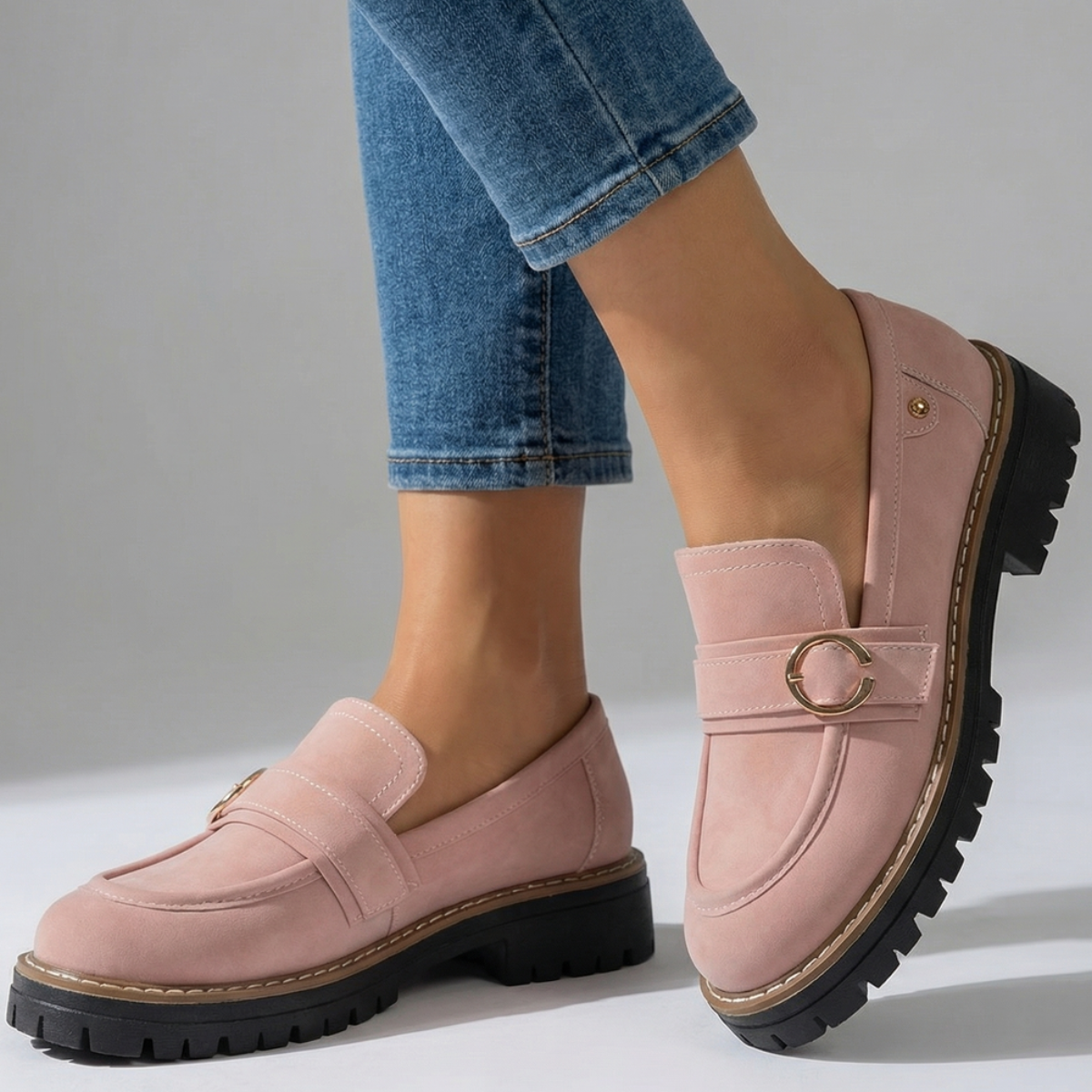 Damen Plateau-Loafer mit gepolsterter Innensohle Jully