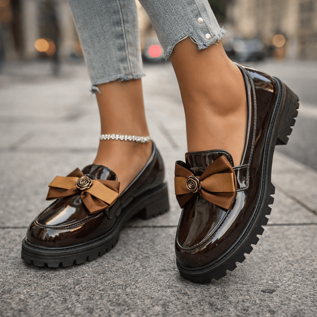 Damen Plateau-Loafer mit glänzendem Lack Jully