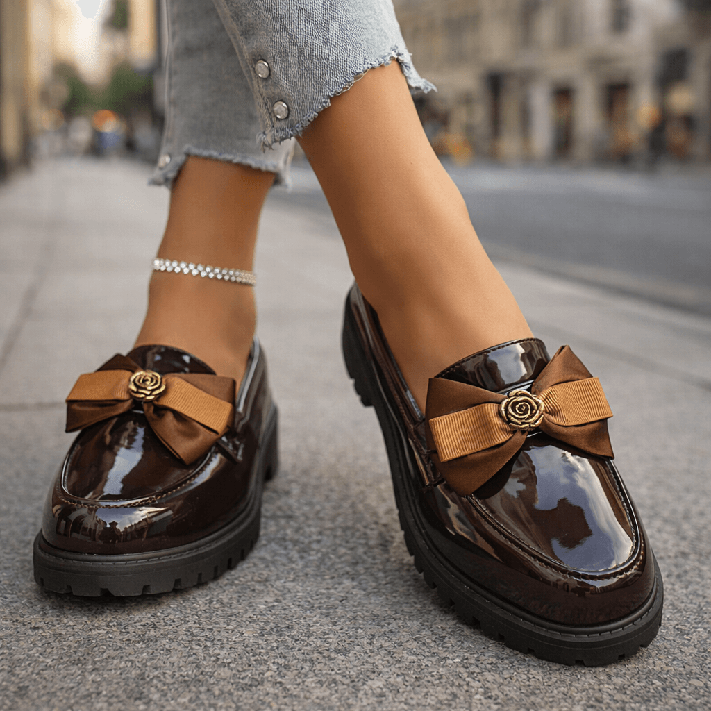 Damen Plateau-Loafer mit glänzendem Lack Jully