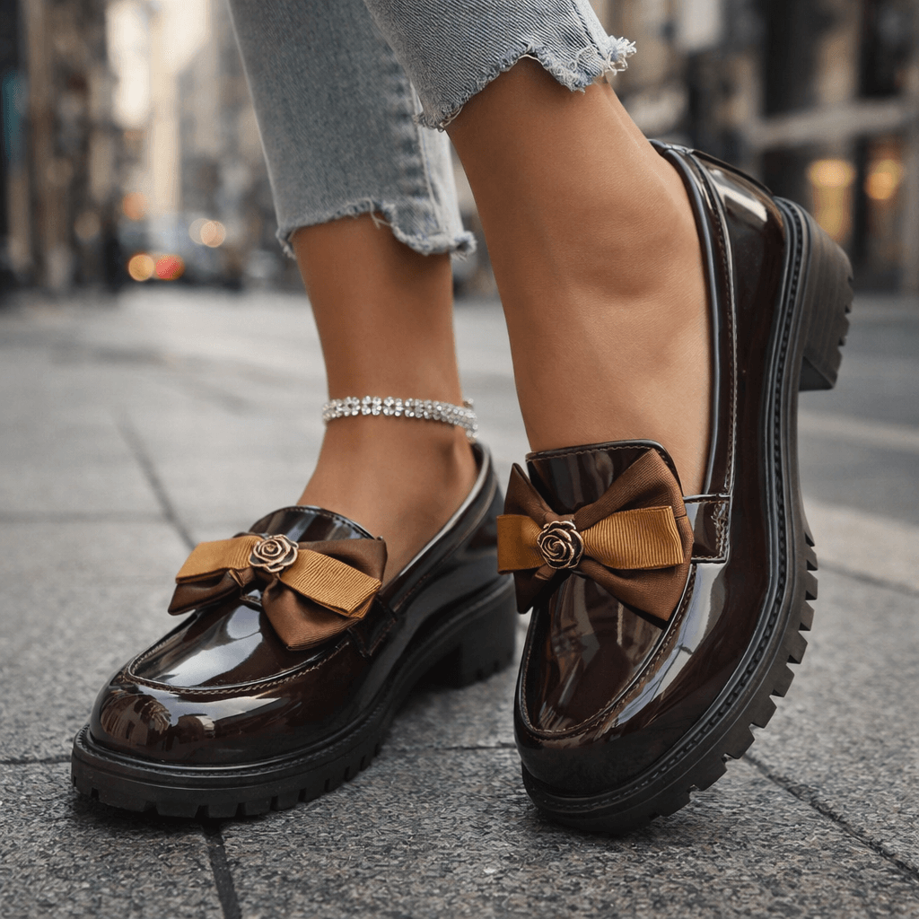 Damen Plateau-Loafer mit glänzendem Lack Jully