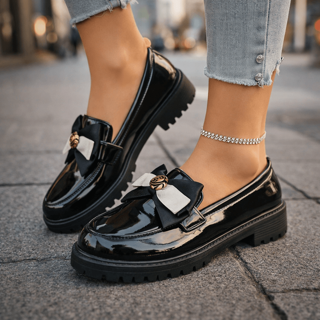 Damen Plateau-Loafer mit glänzendem Lack Jully
