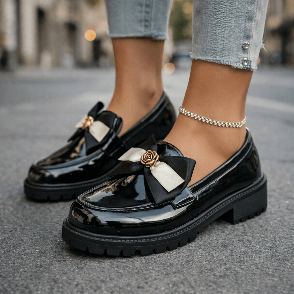 Damen Plateau-Loafer mit glänzendem Lack Jully