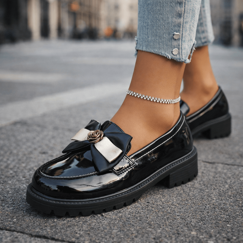 Damen Plateau-Loafer mit glänzendem Lack Jully