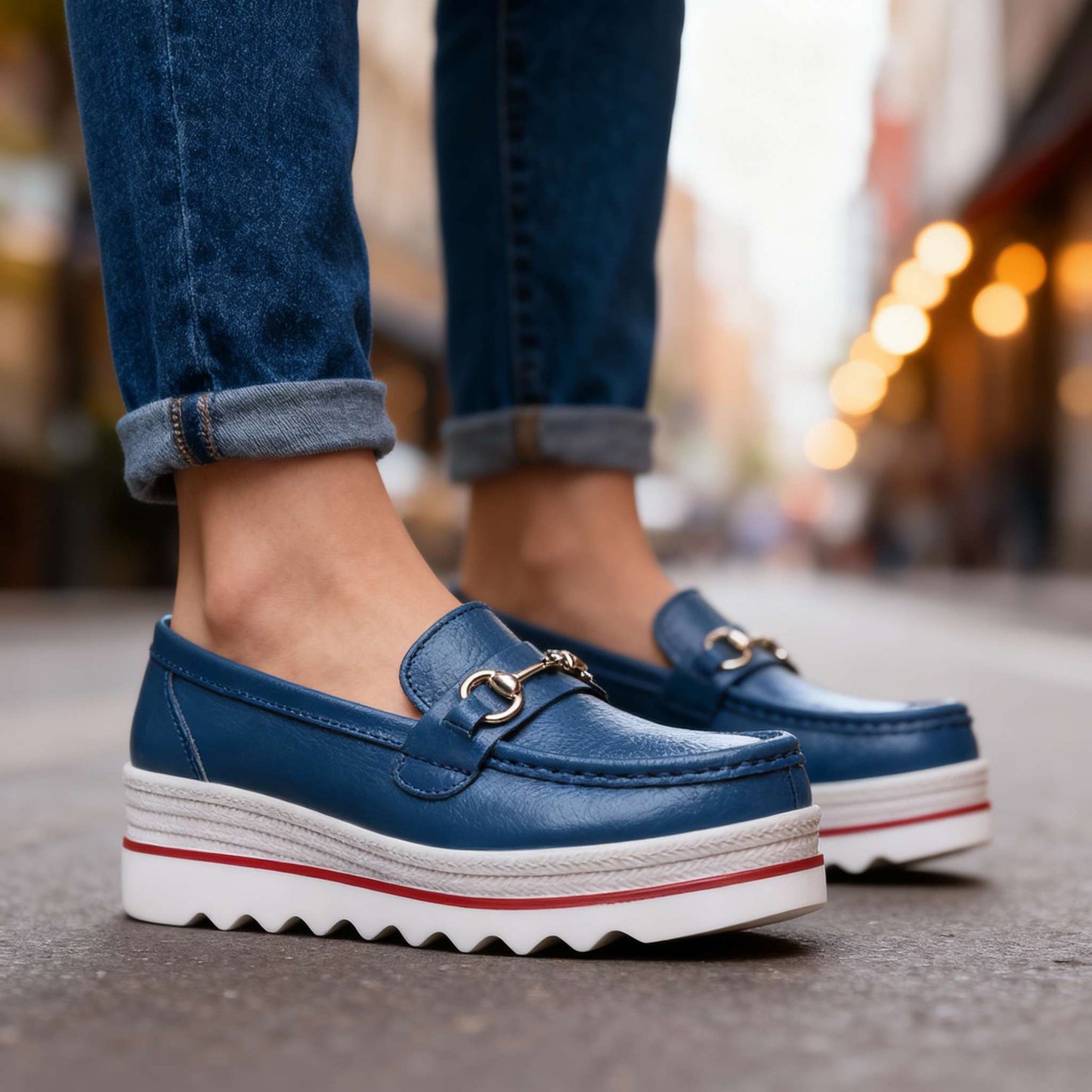 Damen Plateau-Loafer mit stützender Sohle Jully