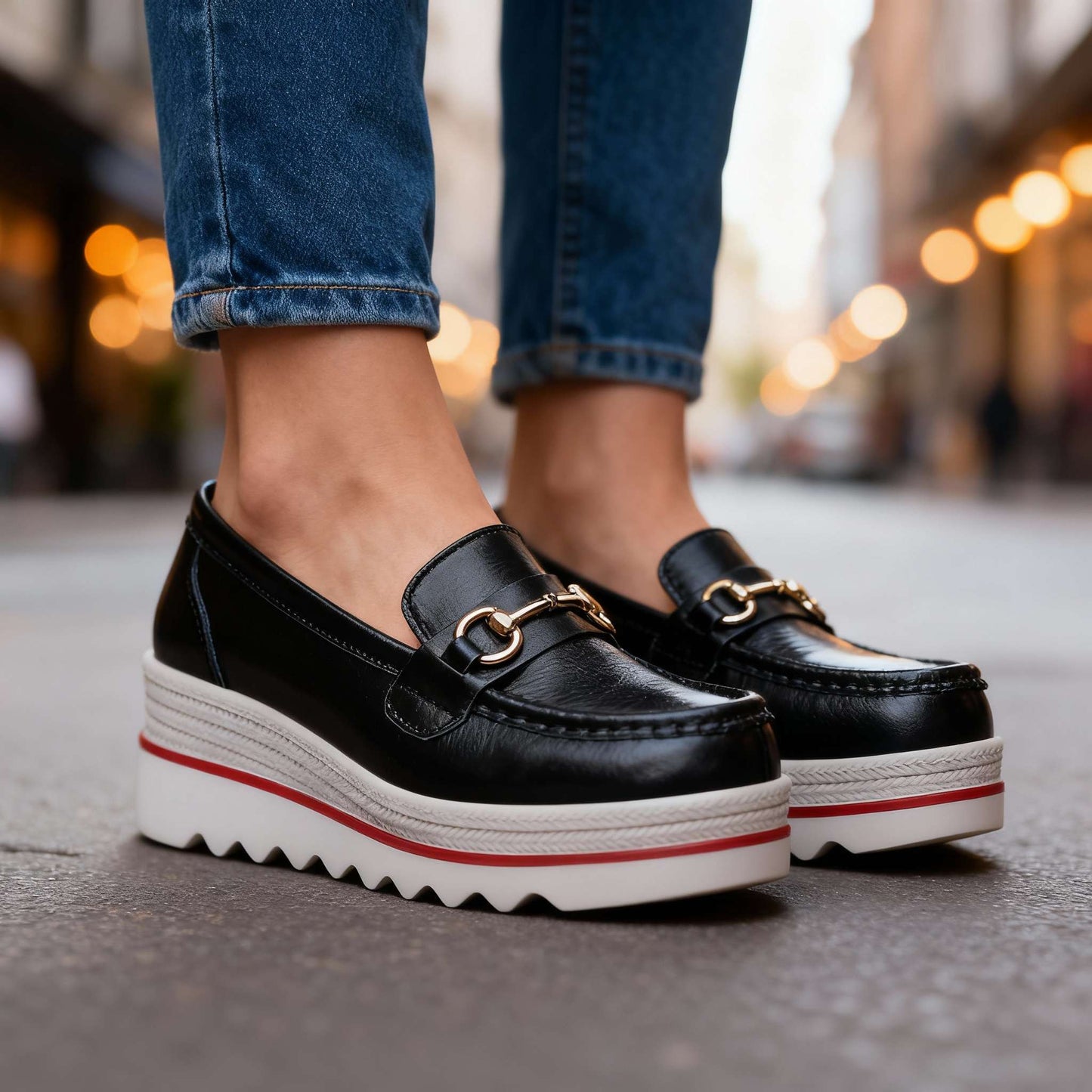 Damen Plateau-Loafer mit stützender Sohle Jully