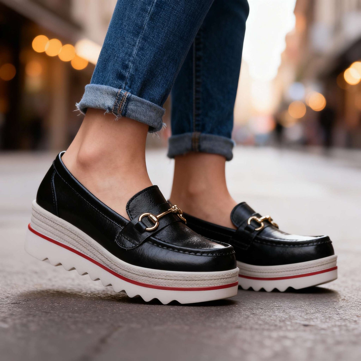 Damen Plateau-Loafer mit stützender Sohle Jully