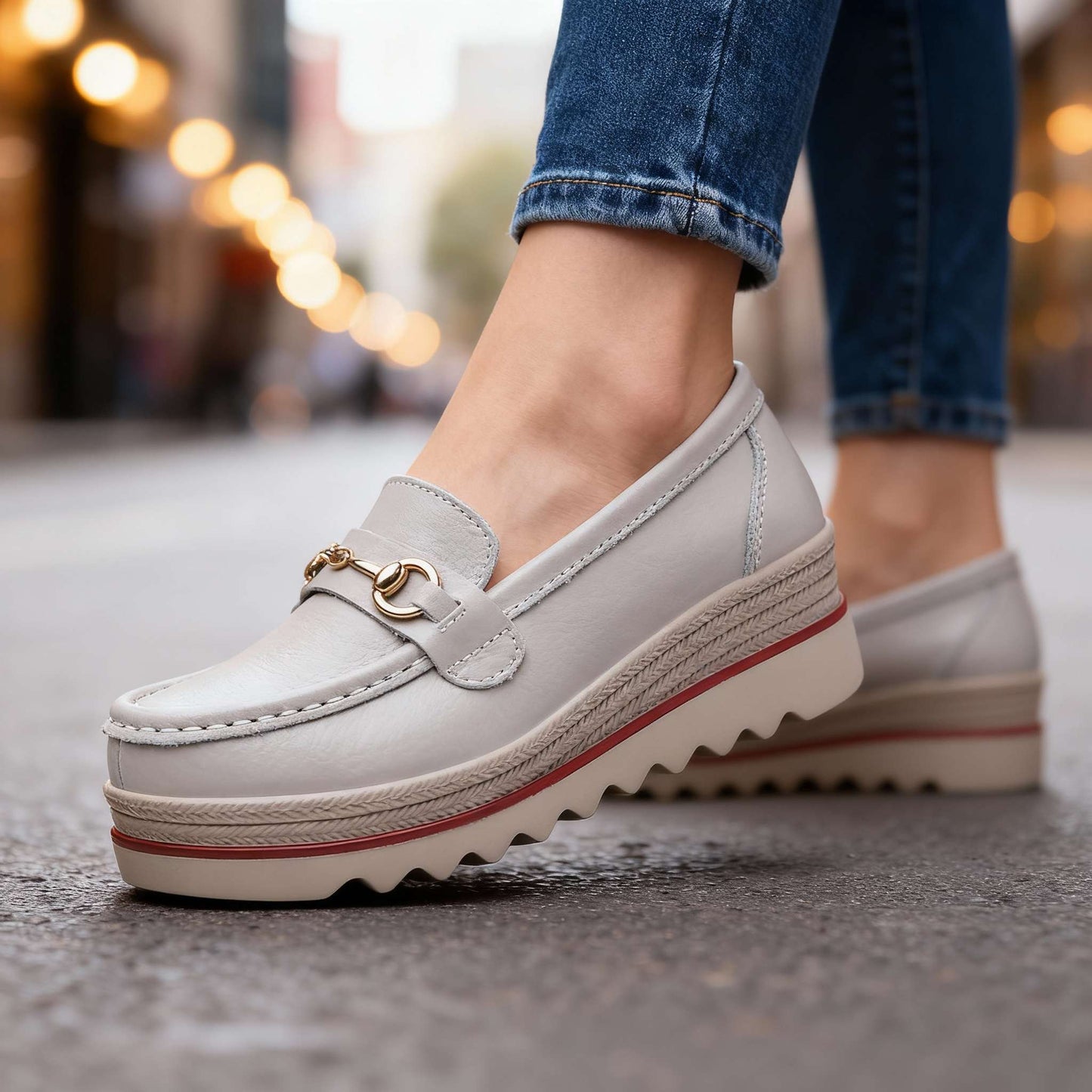 Damen Plateau-Loafer mit stützender Sohle Jully
