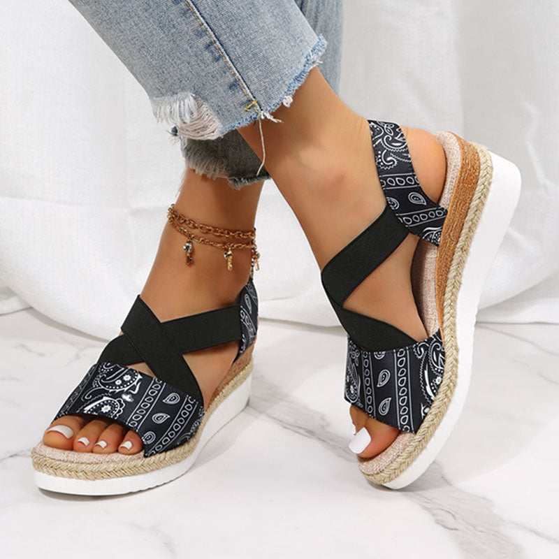 Damen Plateau-Sandalen mit runder Zehe aus PU Jully