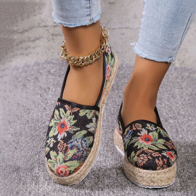 Damen Plateau-Slip-On-Schuhe aus Segeltuch mit Gummisohle Jully