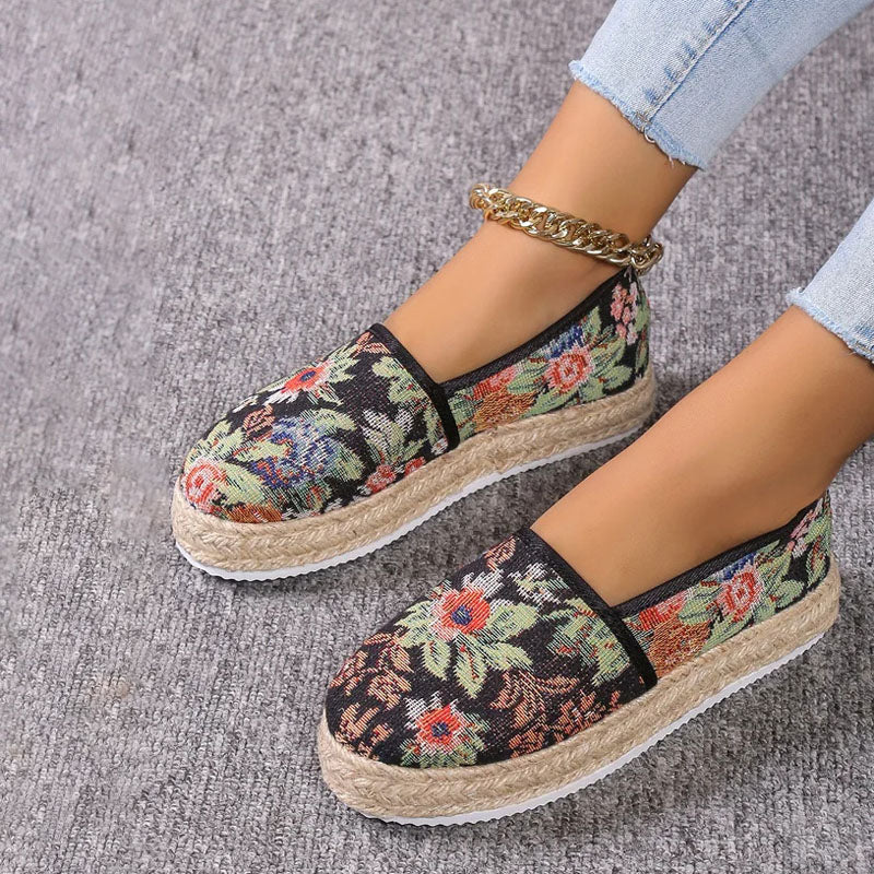 Damen Plateau-Slip-On-Schuhe aus Segeltuch mit Gummisohle Jully