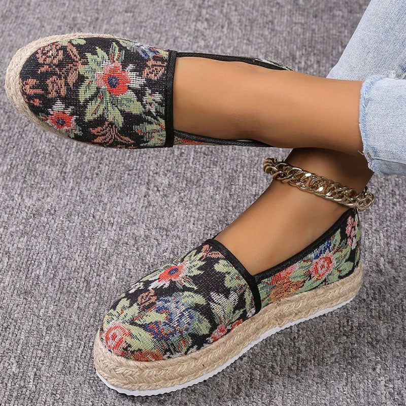 Damen Plateau-Slip-On-Schuhe aus Segeltuch mit Gummisohle Jully