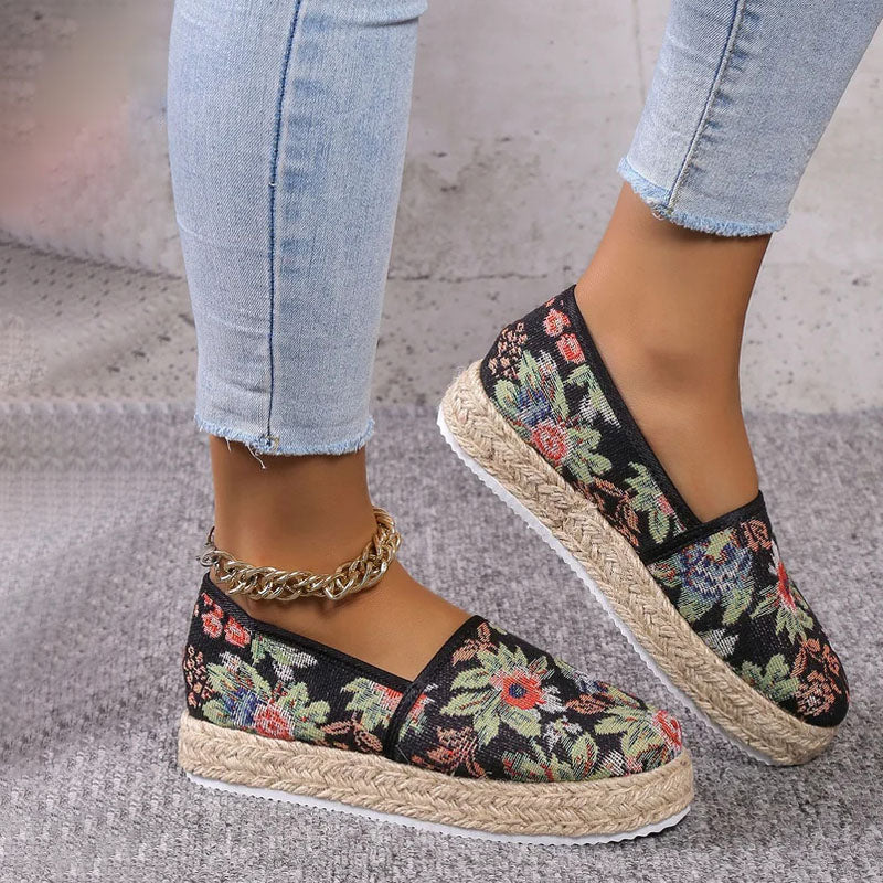 Damen Plateau-Slip-On-Schuhe aus Segeltuch mit Gummisohle Jully