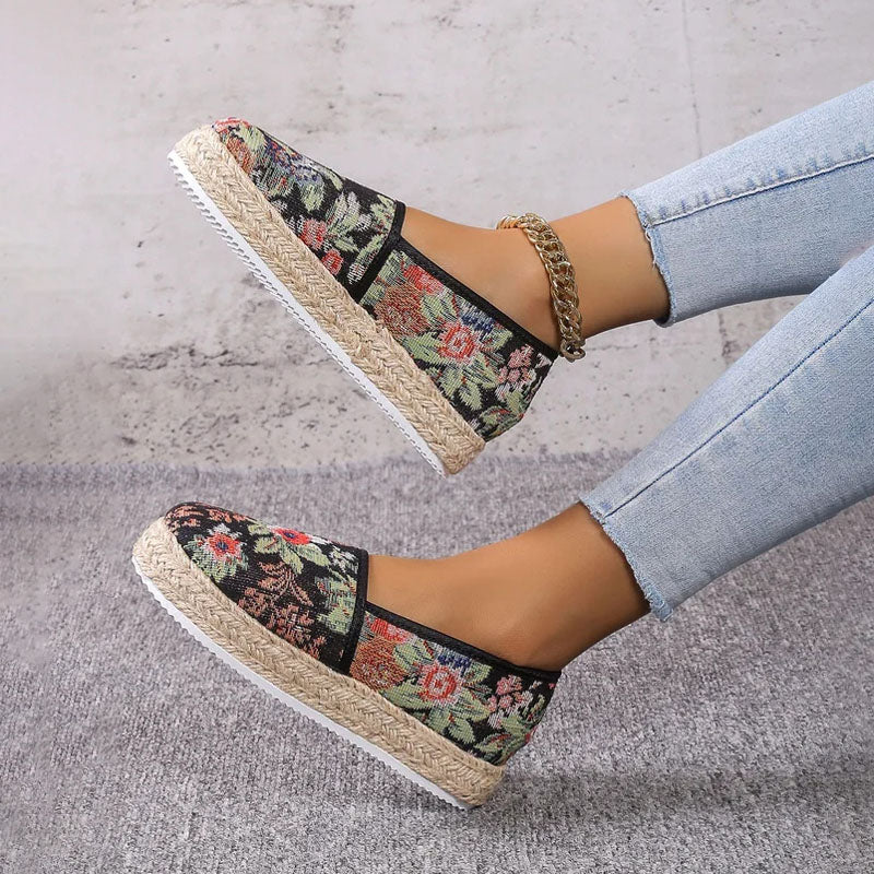 Damen Plateau-Slip-On-Schuhe aus Segeltuch mit Gummisohle Jully