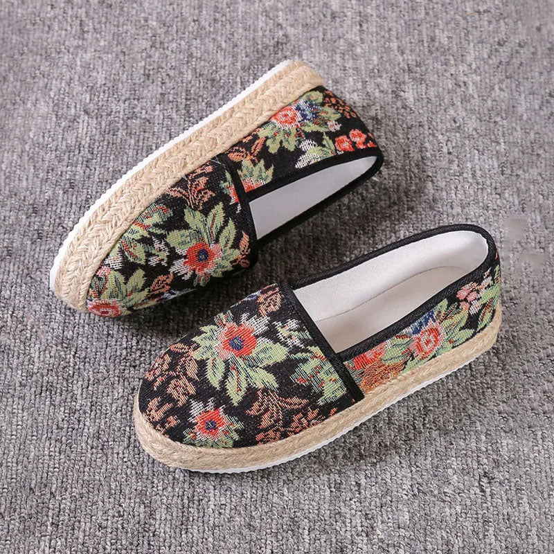 Damen Plateau-Slip-On-Schuhe aus Segeltuch mit Gummisohle Jully