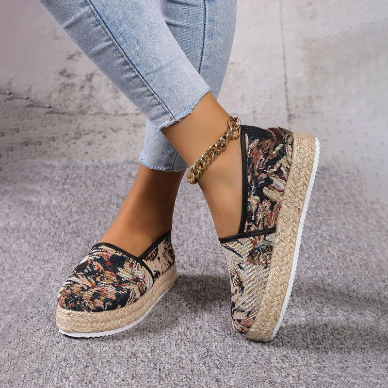 Damen Plateau-Slip-On-Schuhe aus Segeltuch mit Gummisohle Jully