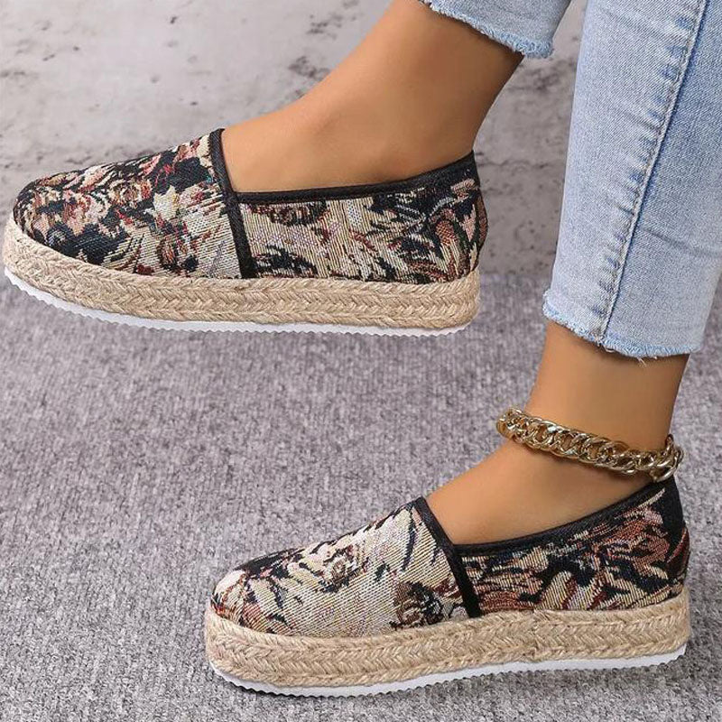 Damen Plateau-Slip-On-Schuhe aus Segeltuch mit Gummisohle Jully