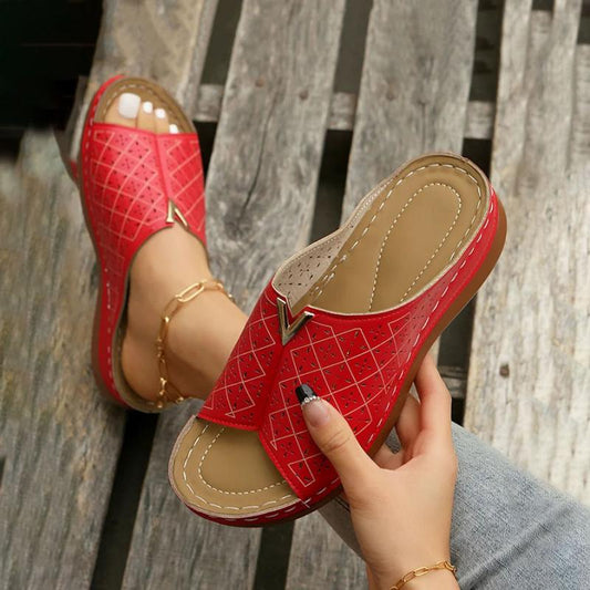 Damen Plateau-Slipper aus PU mit runder Zehe Jully