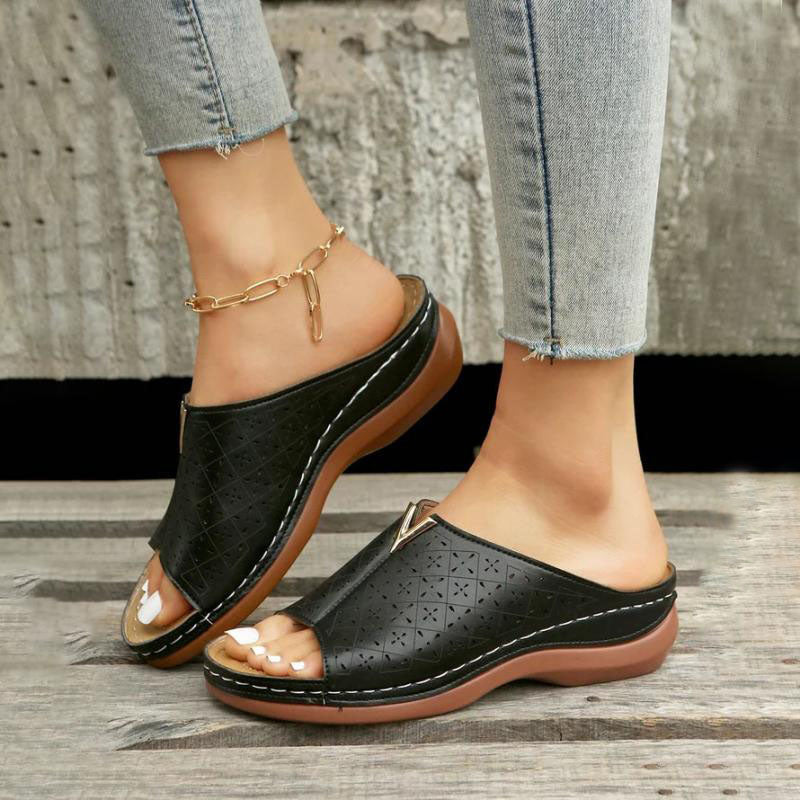 Damen Plateau-Slipper aus PU mit runder Zehe Jully