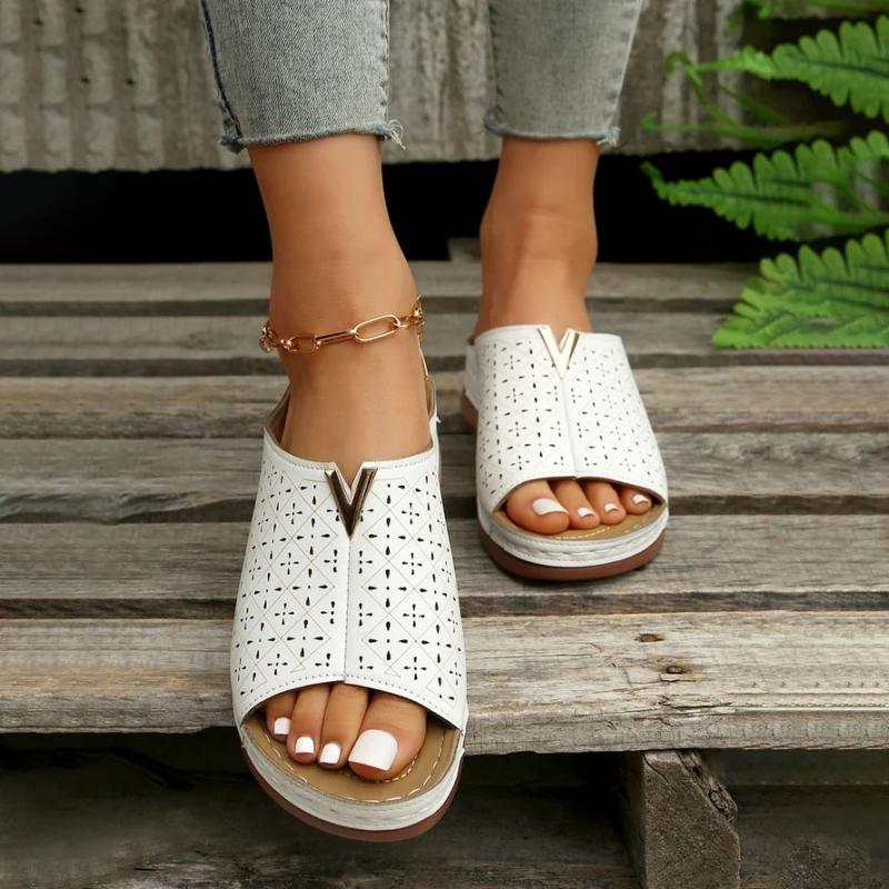 Damen Plateau-Slipper aus PU mit runder Zehe Jully