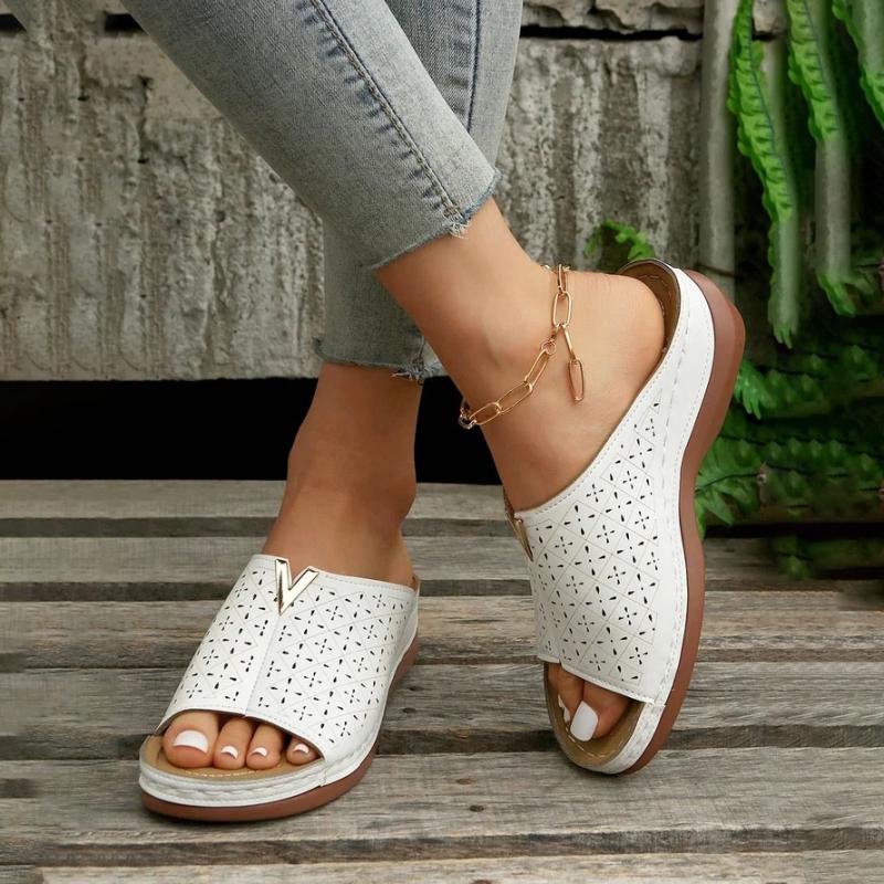 Damen Plateau-Slipper aus PU mit runder Zehe Jully